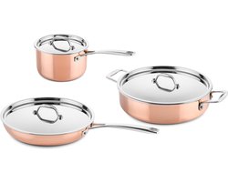 DUCQ Koperen Pannenset 3 delig – Inductie geschikt – Koper - 3 laags