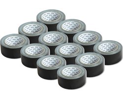 Duct Tape Reparatie - 50mm x 25m - 12 Rollen - Versterkte Ducktape - Zwart