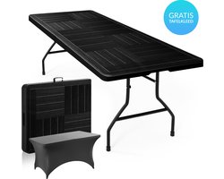 Duerté Luxe Klaptafel Inclusief Grijze Tafelrok - Ideaal als Campingtafel - Opvouwbare Tuintafel & Inklapbare Tafel - Vakantiegeld - Belastbaar tot 250 KG