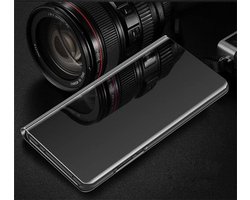 Duidelijke Flip Cover met Make-up Spiegel en Kickstand voor Samsung Galaxy S26 - Beschermende PU Leren en PC Hoes in Roze Goud