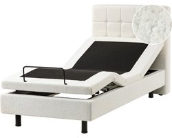 DUKE - Bed verstelbaar - Gebroken wit - 90 x 200 cm - Bouclé