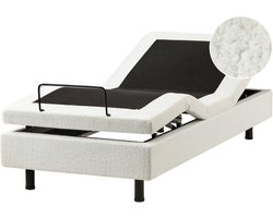 DUKE - Bed zonder hoofdbord - Gebroken wit - 80 x 200 cm - Bouclé