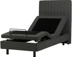 DUKE II - Bed verstelbaar - Donkergrijs - 90 x 200 cm - Polyester