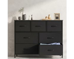 DUMOS Commode voor de slaapkamer met stoffen lades, hoge organizer voor kleding, kledingkast, opbergtoren met kast voor de kinderkamer, metalen frame, houten blad, lichtgewicht - Casa Serena