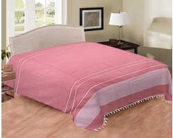 Dun laken - Dunne sprei - rood/wit - Duurzaam katoen/polyester - 220x210 -Tweepersoons zomerlaken