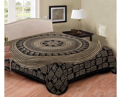 Dun laken - Goud/zwart - Sier laken - sier sprei - Dunne sprei - Duurzaam katoen - Decoratie