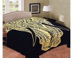 Dun laken - sprei - Goud/Zwart - koel laken - zomer laken - zomer sprei - Sier sprei - pimp je kamer - Dunne sprei - Duurzaam katoen - Olifant - 210x220