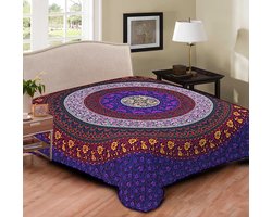 Dun laken - zomer laken - Duurzaam katoenen sprei - Paars - mandala - 240x210 - zomer deken - koele sprei - Tweepersoons