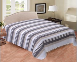 Dun laken - zomer laken - Taupe/grijs/wit - dunne sprei - Dunne sprei - - Duurzaam Katoen/polyester - 220x210