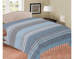 Dun laken - zomer sprei - Zomer laken - Blauw/wit/grijs - 220x210 - Duurzaam katoen/Polyester