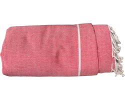 Dun zomer laken - dunne sprei - Flamingo Pink - Tweepersoons sprei - Duurzaam katoen/polyester - 220x210 - Roze/wit