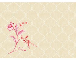 Duni placemats beige met roze rode bloem , 100 stuks.