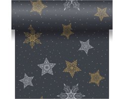 Duni - Tafelloper - Snowstars Zwart - 40 x 480 cm