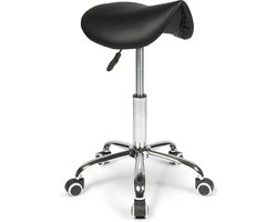 Dunimed Ergonomische Zadelkruk Op Wielen – Verstelbare Bureaukruk – Ergonomische Werkkruk – Tabouret - Zadelstoel - Tot 120kg - Zwart