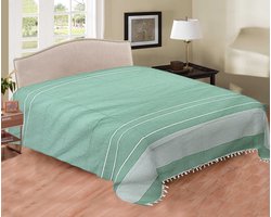 Dunne sprei - Groen/blauw - Turquoise - zomer sprei - katoen/polyester - 220x210 - zomer laken