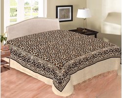 Dunne sprei - Panter/leopard - Katoen/Polyester - 220x210 - Tweepersoons laken - Bruin/zwart/beige