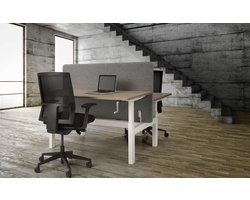 Duo bench slinger verstelbaar zit/zit bureau Teez breed 120CM diep 80CM bladkleur Kersen framekleur Wit (RAL9010)
