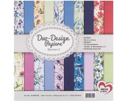 Duo-Designpapier Blok 20 Vellen 25x25cm – Perfect voor Scrappbooking en Knutselen