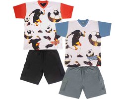 DUO-PACK Jongens Shortama met een voetbal thema uit onze Active Wear Collectie