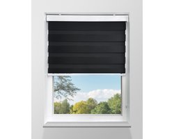 Duo Rolgordijn Lichtdoorlatend - Zwart - 195x175cm - Op maat gemaakt