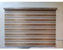 Duo Rolgordijn - Verduisterend & Lichtdoorlatend - Houtlook Bruin - Met Ketting - 210x120 cm