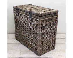 Duo - Wasmand - Met leren riem - 70x35xH65 - Riet - Rotan