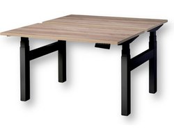 Duo zit sta bureau elektrisch - halifax natuur eiken blad - zwart onderstel - 200 x 80 - NIEUW