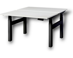 Duo zit sta bureau elektrisch - wit blad - zwart onderstel - 140 x 80 - NIEUW