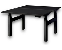 Duo zit sta bureau elektrisch - zwart blad - zwart onderstel - 200 x 80 - NIEUW