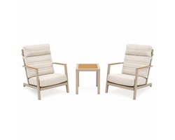 Duoset Hugo beige 2 stoelen met een koffietafel