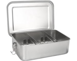 Durable 2400ml RVS Lunchbox met Compartimenten en Afsluitingen - Geschikt voor School, Werk, en Picknicks