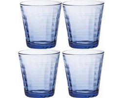 Duralex Drinkglazen Prisme - 4x stuks - blauw - 220 ml - waterglazen