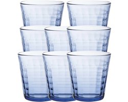 Duralex Drinkglazen Prisme - 8x stuks - blauw transparant - 275 cm - drinkglas - Koffie/thee/water glazen