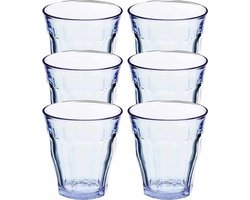 Duralex Drinkglazen/waterglazen Picardi - 6x stuks - blauw - 310 ml - Koffie glazen - hardglas