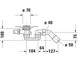 Duravit D Code badafvoer en overloopcombinatie met waste voor bad 180cm inclusief middenafvoer