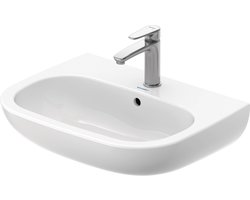 Duravit D-Code wastafel, met kraangat, met overloop, 600x460x175mm, wit hoogglans, 2310600000