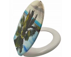 Duroplast Softclose toiletbril met palmboommotief kunststof WC bril met deksel caribische opdruk