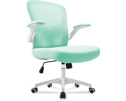 Durrafy - Bureaustoel - Ergonomische Bureaustoel - Bureaustoelen voor Volwassenen - Office Chair - met Lendensteun & 90° Opklapbare Armleuningen | Verdikt en Verbreed Zitkussen | Hoogteverstelling - Stoel Tot 150kg - Groen