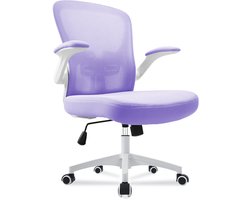 Durrafy - Bureaustoel - Ergonomische Bureaustoel - Bureaustoelen voor Volwassenen - Office Chair - met Lendensteun & 90° Opklapbare Armleuningen | Verdikt en Verbreed Zitkussen | Hoogteverstelling - Stoel Tot 150kg - Paars