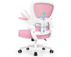 Durrafy Bureaustoel - Ergonomische bureaustoel tot 150 kg - Bureaustoelen voor Volwassenen - Getest volgens EN 1335 - Verstelbare Lendensteun - 90° Opklapbare Armleuningen - Dik Zitkussen - Roze