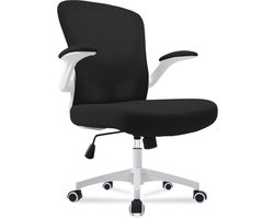 Durrafy Bureaustoel - Ergonomische Bureaustoel - Verstelbare Kantoorstoel met Lendensteun & 90° Opklapbare Armleuningen | Mesh Zitting & Stille Rolwielen | Hoogteverstelling, Capaciteit Tot 130kg，Stijlvolle Wit - ideaal voor thuis én kantoor