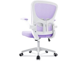 Durrafy Bureaustoel - Ergonomische Bureaustoel - Verstelbare Kantoorstoel met Lendensteun & 90° Opklapbare Armleuningen | Mesh Zitting & Stille Rolwielen | Hoogteverstelling, Capaciteit Tot 130kg，Stijlvolle Paars - ideaal voor thuis én kantoor