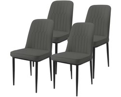 Durrafy® Eetkamerstoelen - Set Van 4 - Eetkamerstoel - Eettafelstoel - Keukenstoel - Eetkamerstoelen - Stoel - Fluweel - PU Leer - Metalen Poten - Modern Design - Max. Draagvermogen 150KG - Grijs