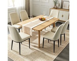 Durrafy Eetkamerstoelen - Set Van 6 - Eetkamerstoel - Eettafelstoel - Keukenstoel - Eetkamerstoelen - Stoel - Fluweel - PU Leer - Metalen Poten - Modern Design - Max. Draagvermogen 150KG – Gebroken Wit