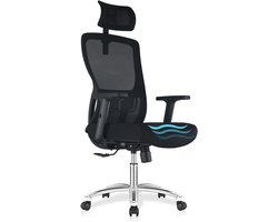 Durrafy® Ergonomische Bureaustoel - Bureaustoel - Bureaustoelen voor Volwassenen - Office Chair met Verstelbare Lendensteun, Hoofdsteun & Armleuningen | Hoge Rugleuning, Schommel- en Kantelfunctie (90°-130°), Geschikt voor Thuiswerk en Kantoor, Zwart
