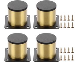 Dussdote Meubelpoten van 2 inch - Meubelpoten van roestvrij staal - Met schroeven - Eenvoudig te monteren - Voor stoelen, tafels, kasten, bureaus, banken en meubels - Rond - Goud