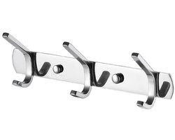 Dussdote Ophang haken - Kapstokhaak - Garderobehaak - Wandmontage - Garderobekastbeugel - Voor badkamer, keuken, garderobe, deur - 3 haken - Roestvrij staal