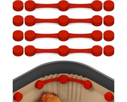 Dussdote Siliconen magnetische clips - Set van 4 - Geschikt voor bakpapier in de Airfryer - Houdt stevig vast - Hittebestendig - Voorkomt aanbranden van het papier - Werkt met alle Airfryers - Rood