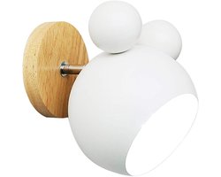 Dussdote Wandlamp - Leeslamp - Leeslamp naast het bed - Scandinavische stijl - Schattige houten beer - Geschikt voor slaapkamer, woonkamer, kinderkamer - Wit