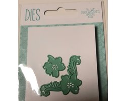 Dutch Crafts snijmal en embossingmal - mal metaal hoekje exotisch - tropische bloem - hoek - klein bloemetje